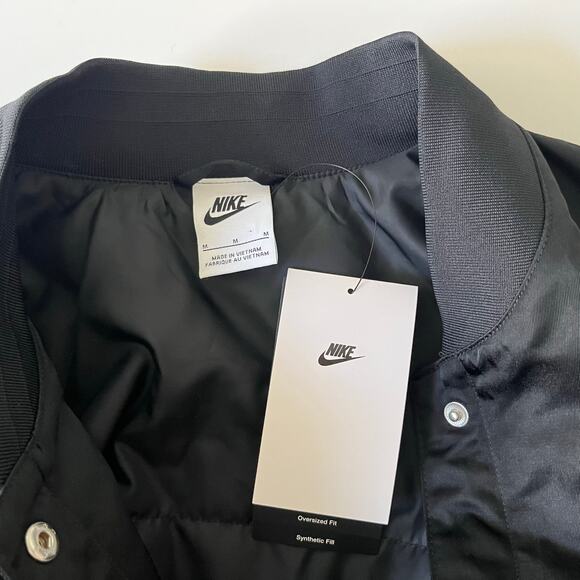 Nike Destroyer Oversized Woven Bomber Jacket Women's M BLack HJ0971-010 $155 NWT - Picture 9 of 13